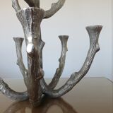 Brutalist candlestick sculpture massive aluminum tree 70s