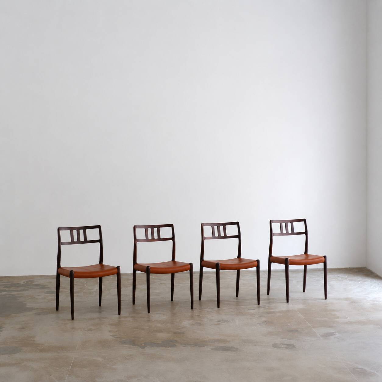 Set of 6 "Mod. 79" dining chairs in rosewood by Niels Moller