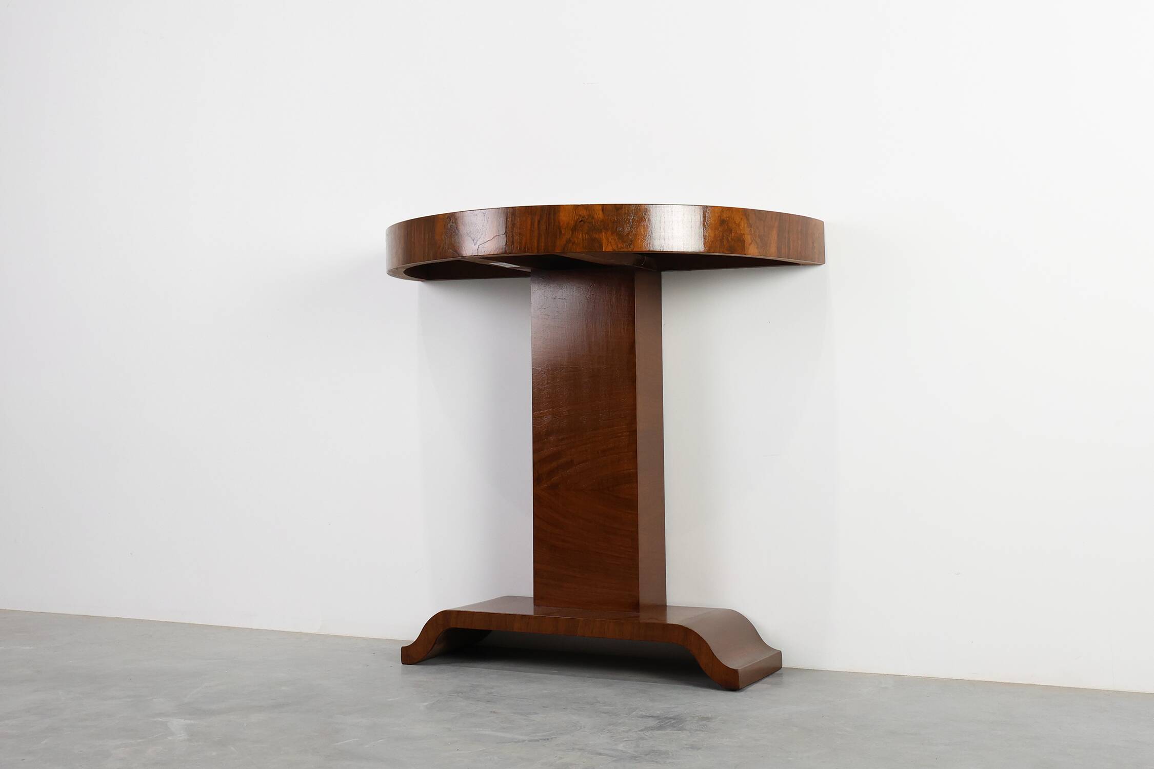 Art Deco Console Table in Walnut Veneer, France 1920s