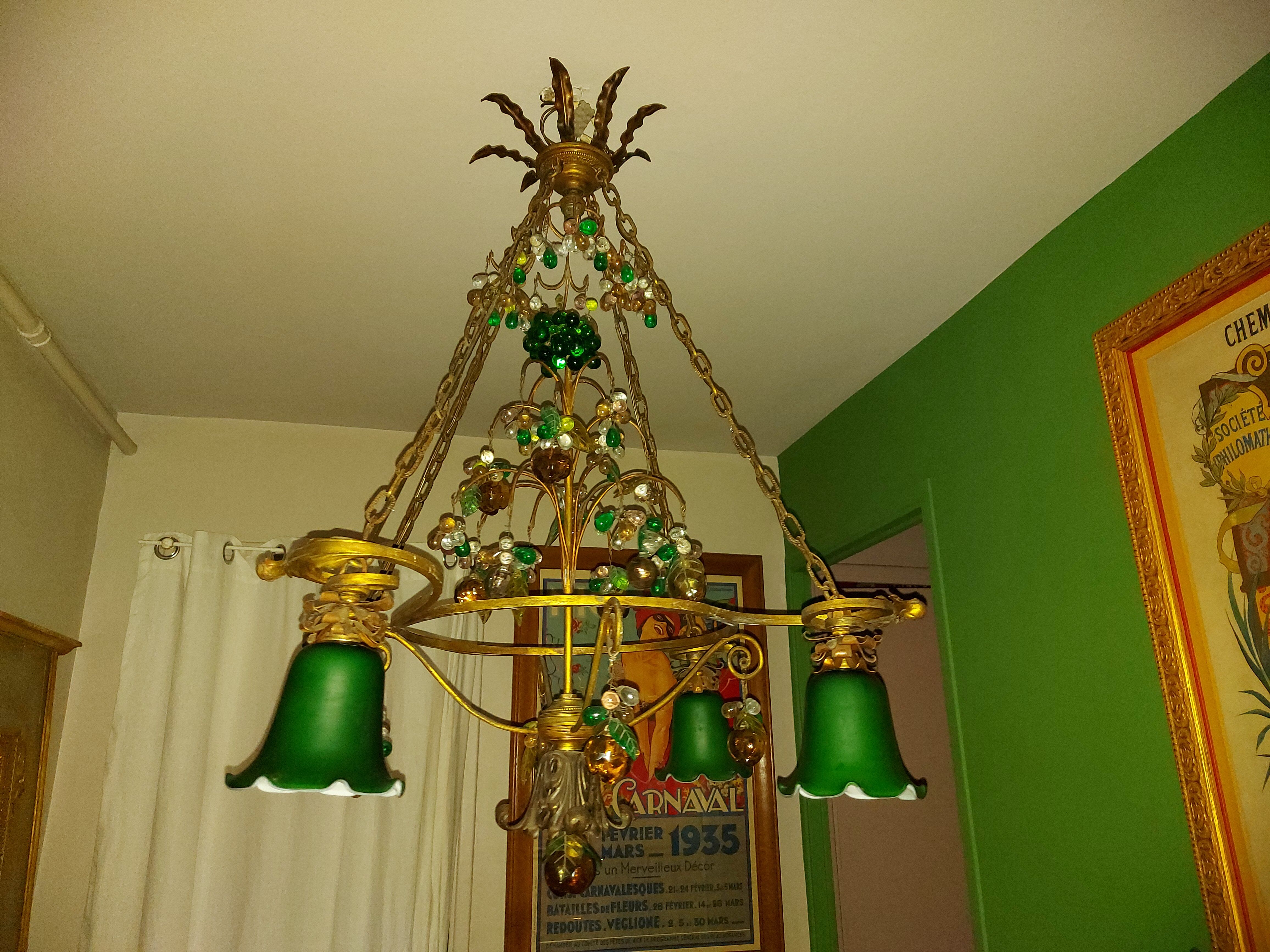 Very large art nouveau chandelier Murano (1 meter)