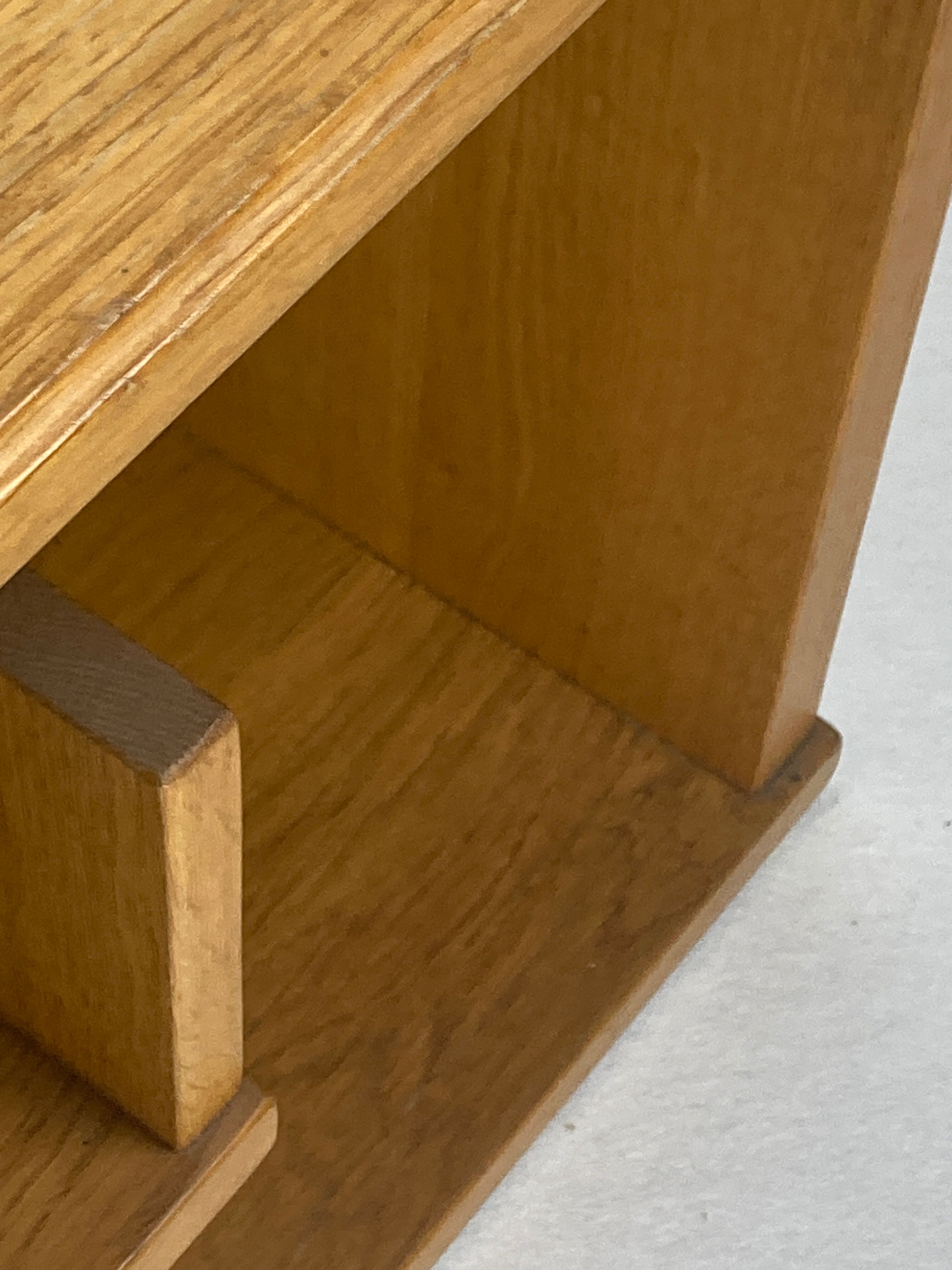 Dutch architectural blonde oak side table, 1980s