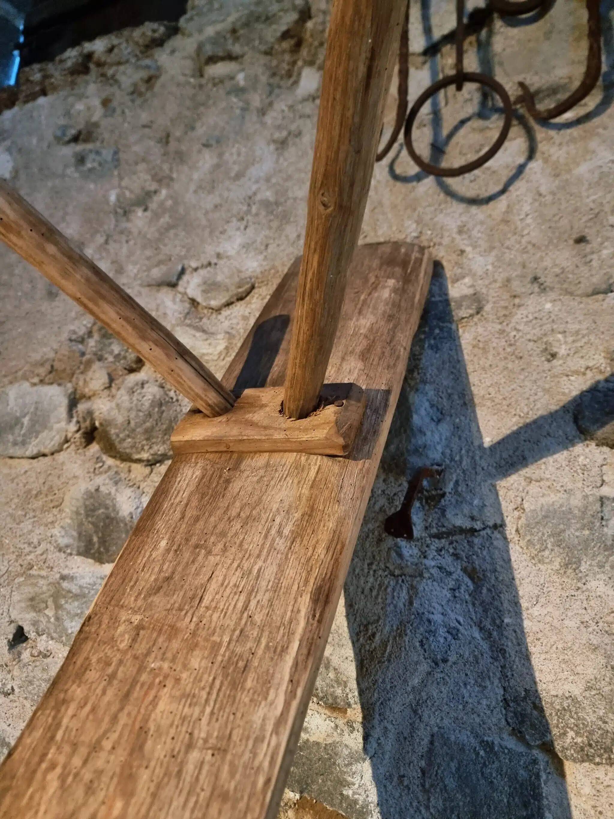 Antique primitive oak bench – Circa 1900, Allier region, France