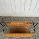 Vintage rattan and black metal magazine rack