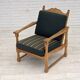Fauteuil de salon scandinave des années 1970, laine verte pour meubles, bois de chêne massif.