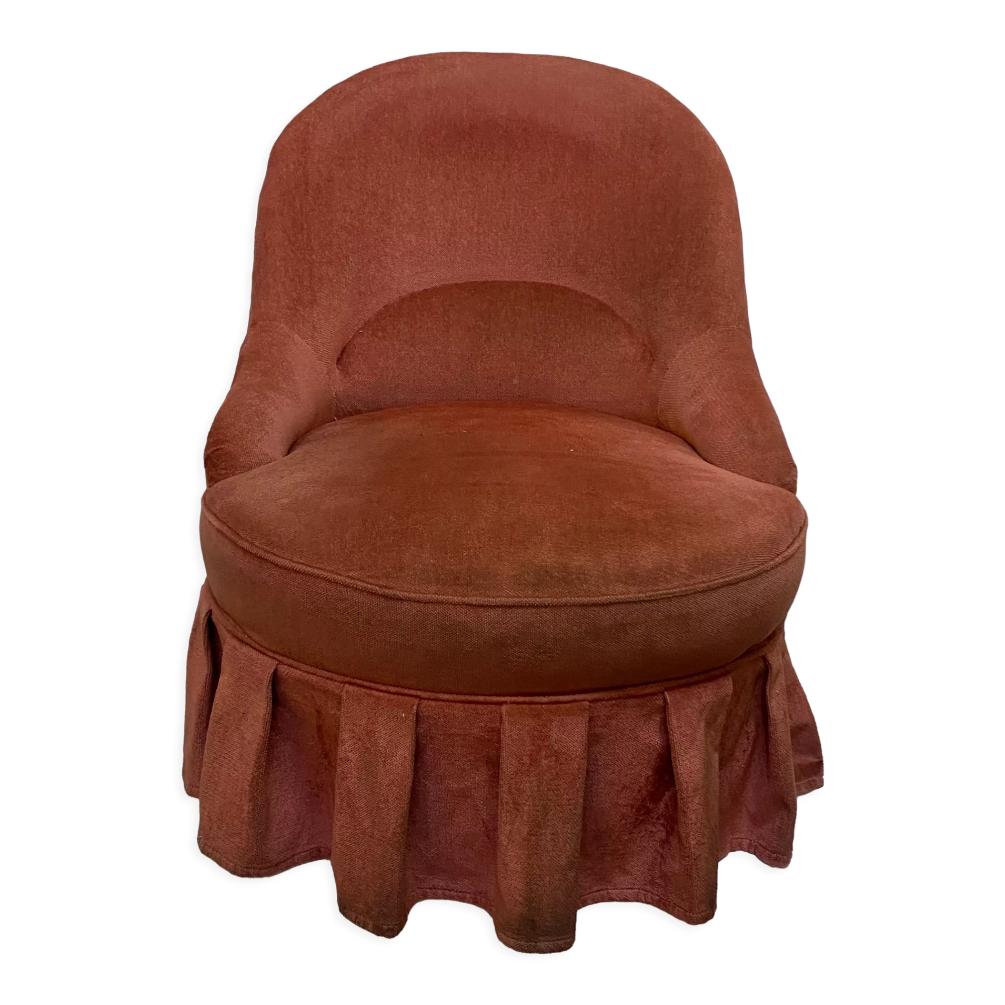 Pink velvet toad armchair