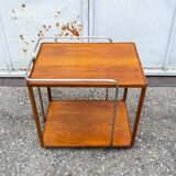 Wooden and chrome-plated metal bar cart, 1950s