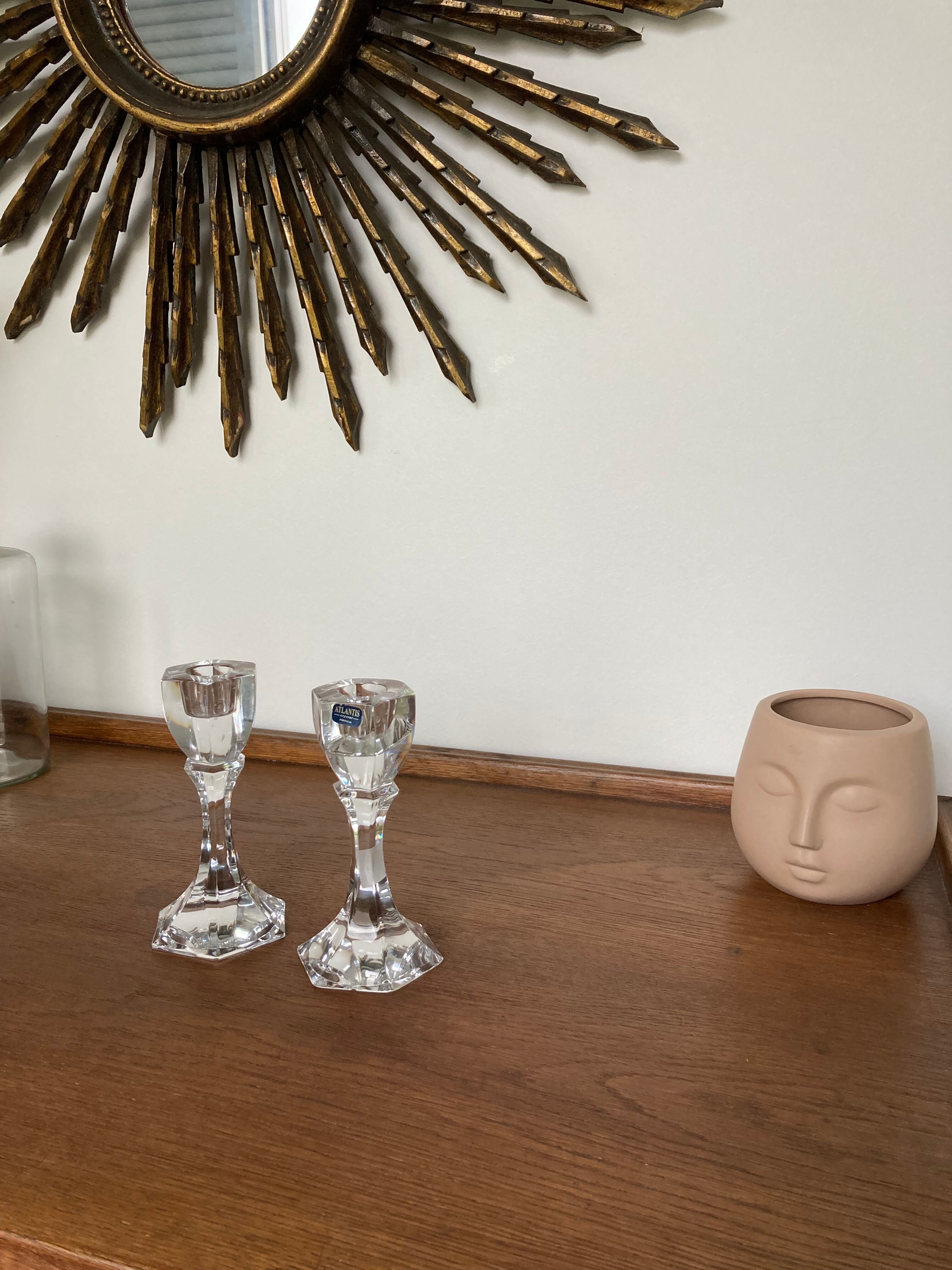Pair of crystal candle holders