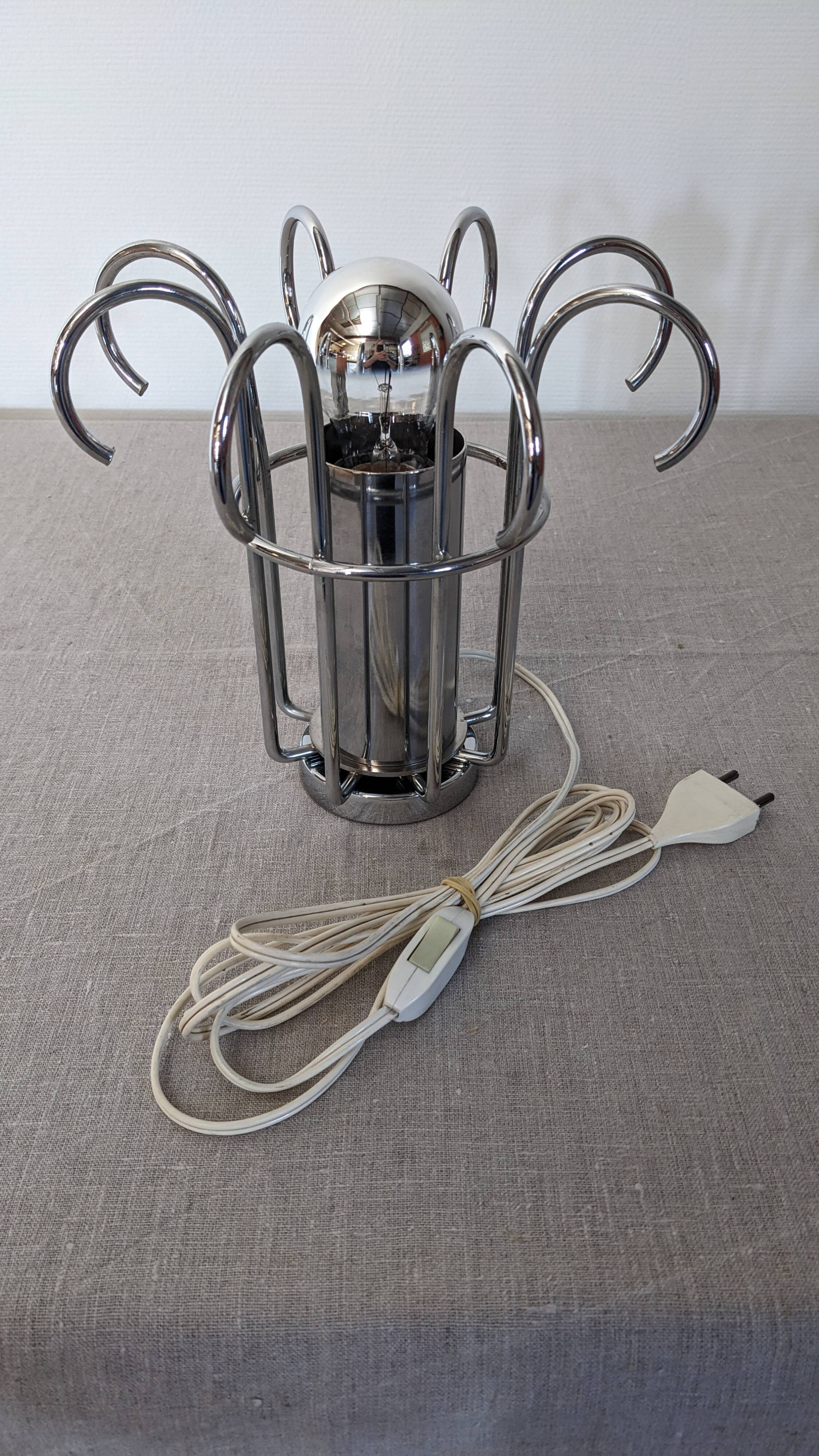 Modernist Space Age lamp in chrome metal from the 60s/70s