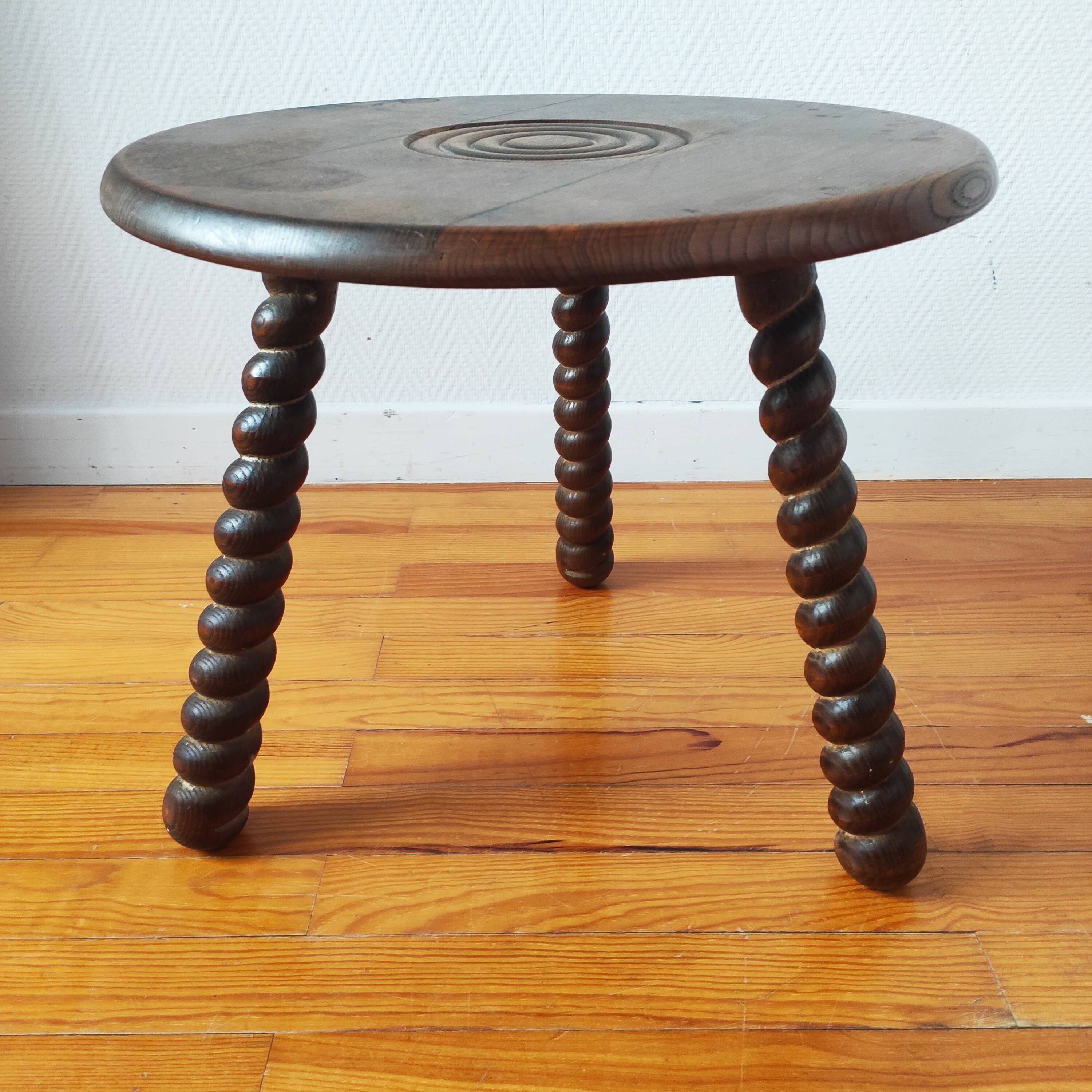 Brutalist tripod coffee table 1950