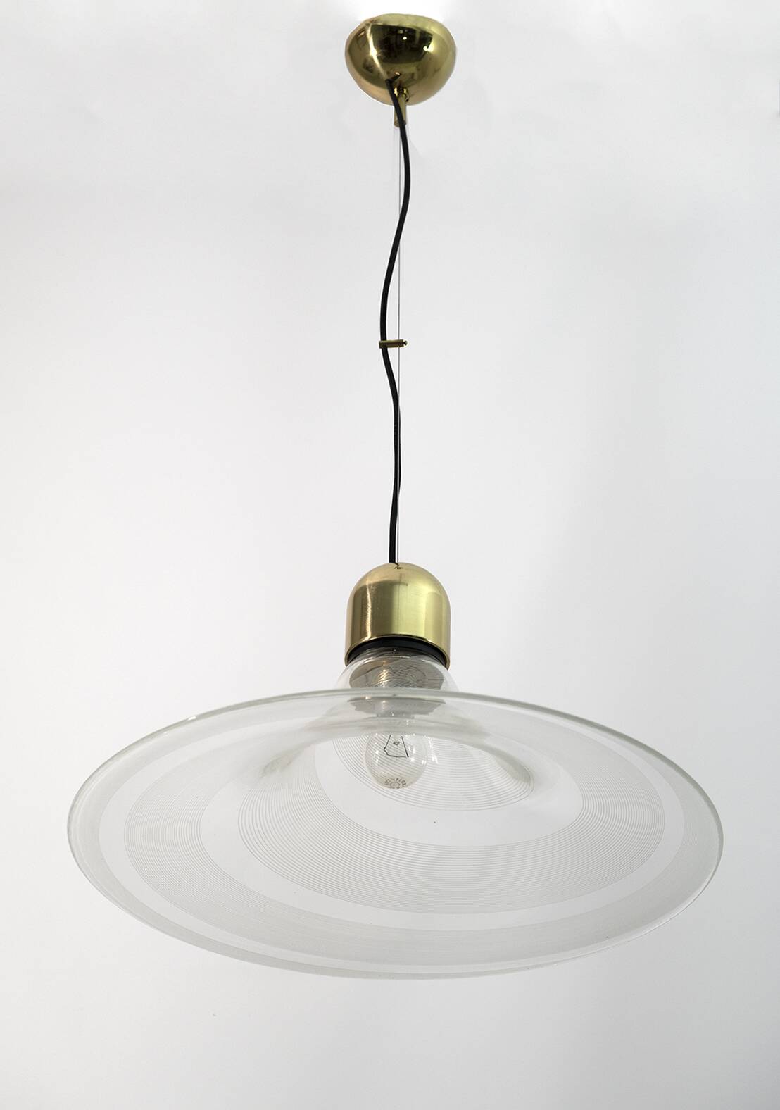 Mid-Century Modern Italian Murano Spiral Glass Pendant Lamp, 1970s
