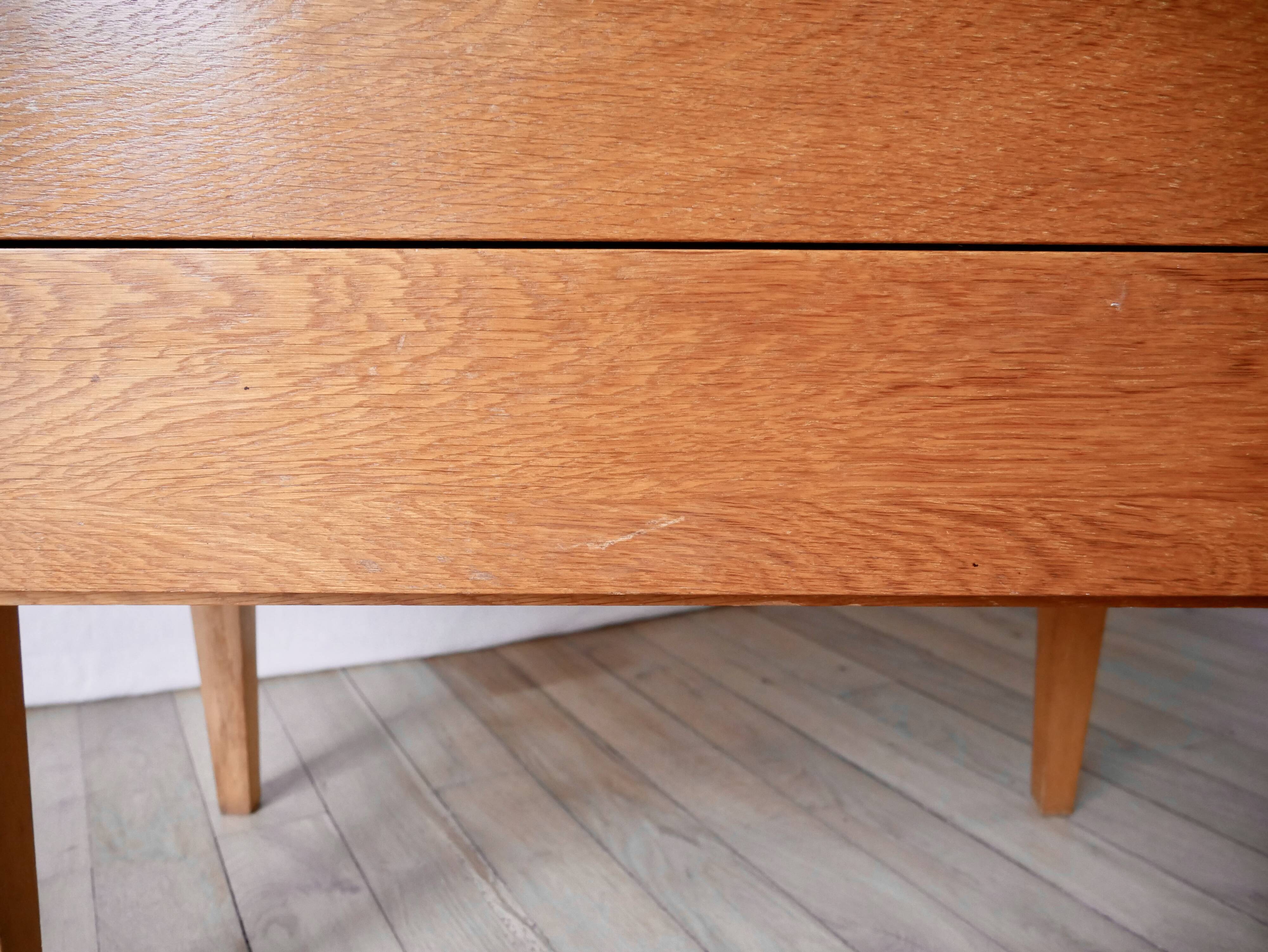 Scandinavian designer chest of drawers in blond oak Mid-Century Circa 1950