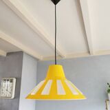Lampe pendentif jaune en plastique années 80