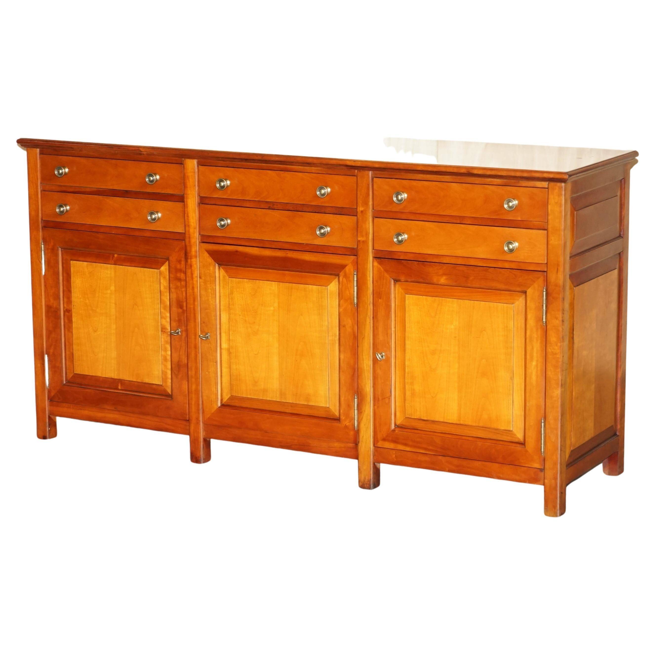 Large buffet Multiyork in solid cherry wood with six drawers.