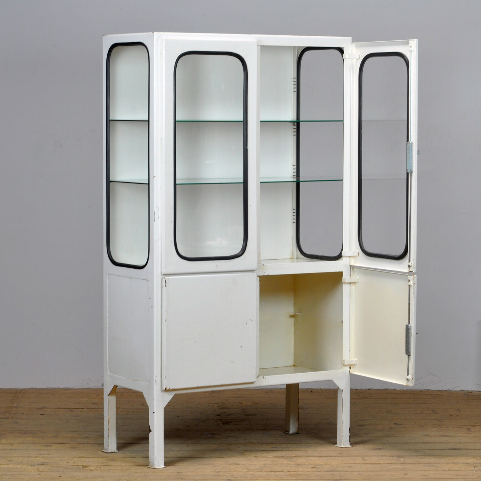 Glass & iron medical cabinet 1970s