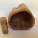 Solid wood mortar and its pestle