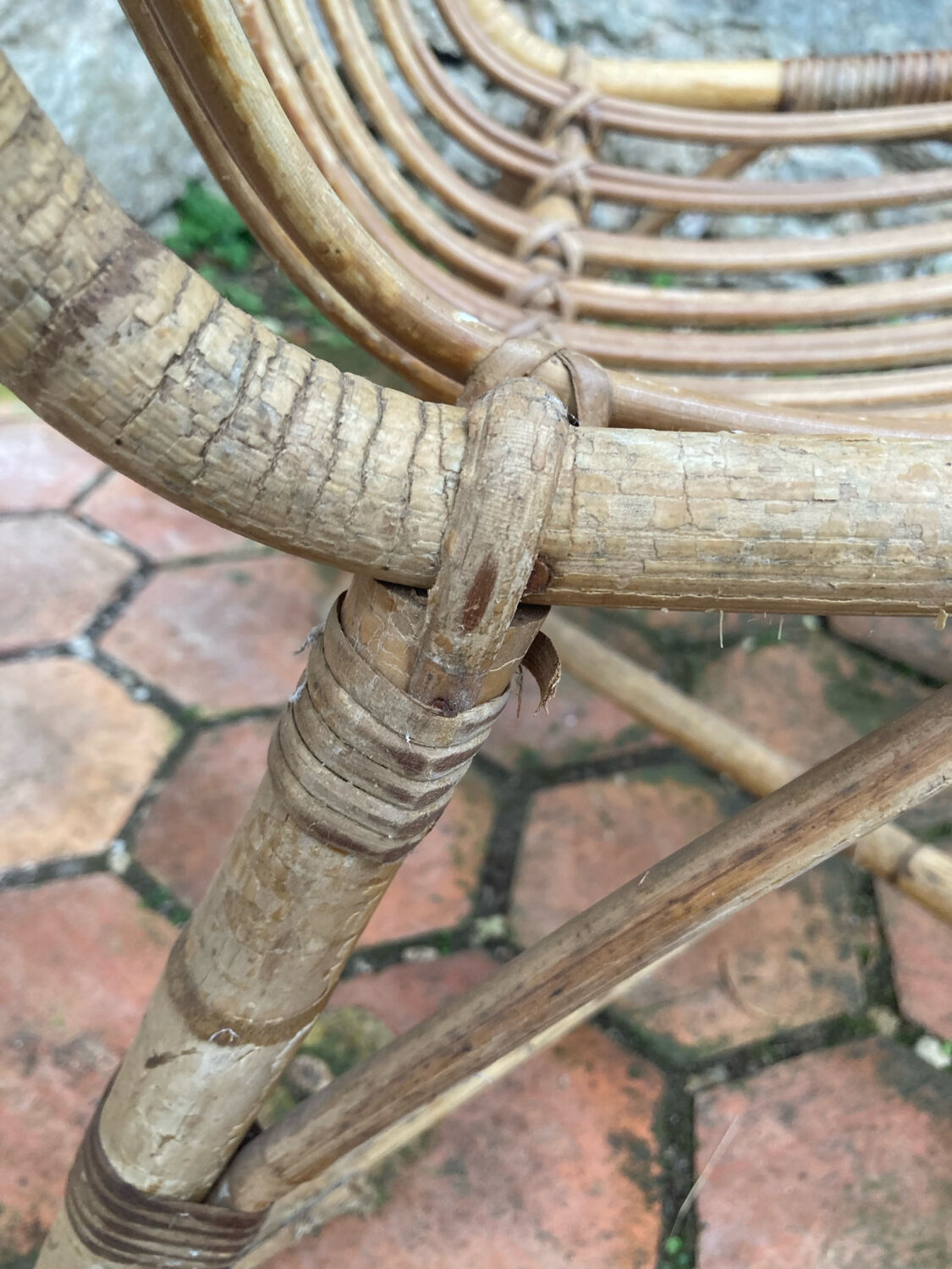 Pair of vintage rattan armchairs