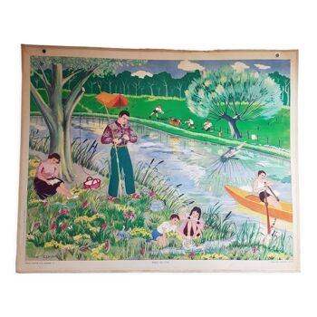 School poster 1950 bi-sided 100 x 80 cm