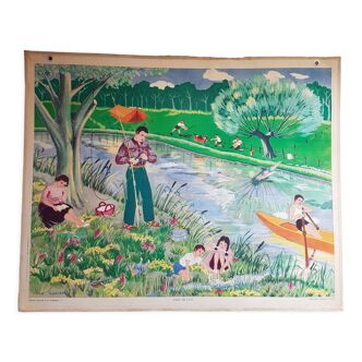 School poster 1950 bi-sided 100 x 80 cm