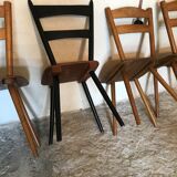 Set of 4 mismatched vintage chairs compass legs