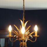 Lustre trois lumières au décor d'épis de blé et feuillage