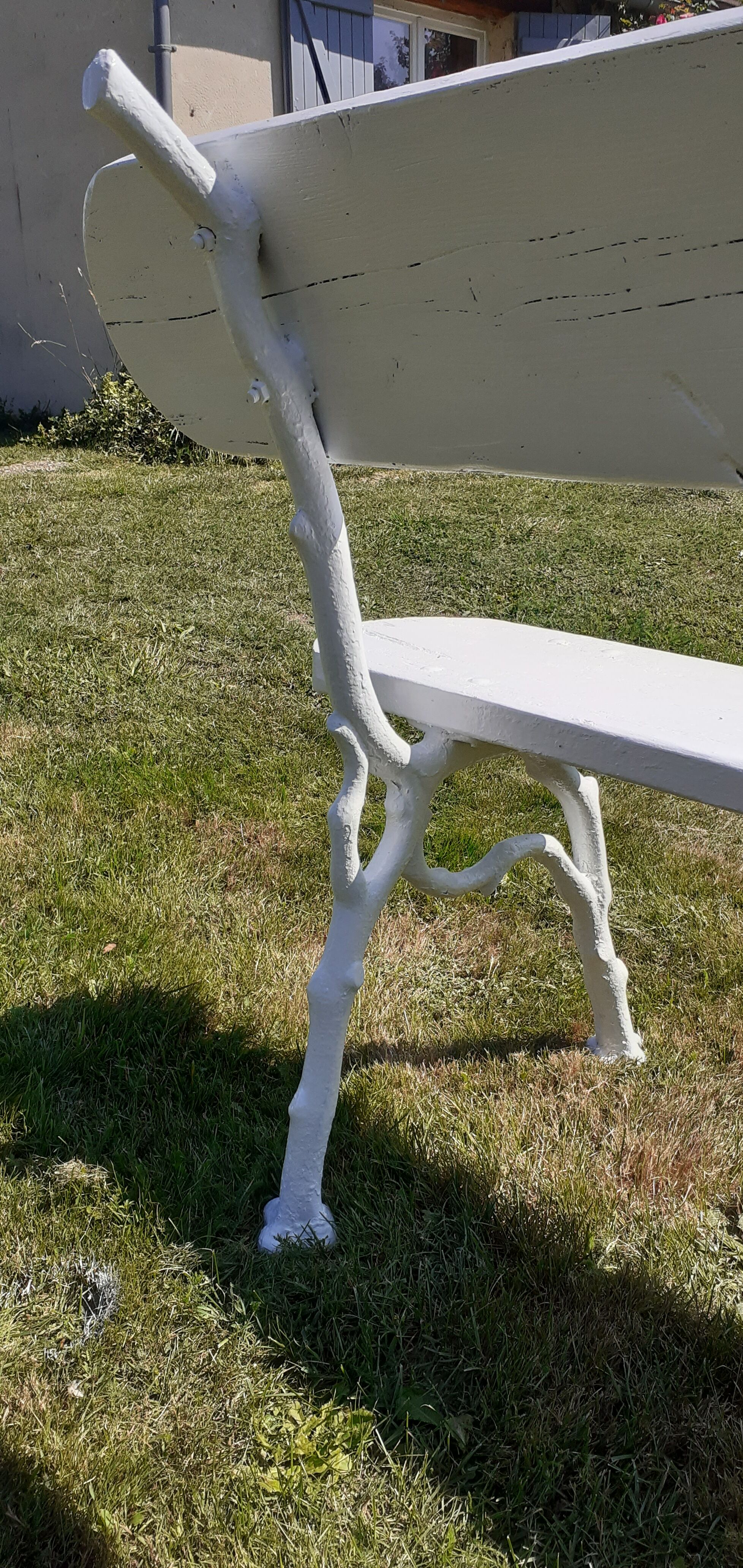 Old bench wood and cast iron XIXth white.