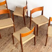 6 chairs by Poul Cadovius, walnut, with new seats, Mid Century.