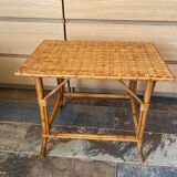Small vintage rattan table