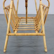 1970s Rattan Newspaper and Magazine Stand with Glass Top, Italy
