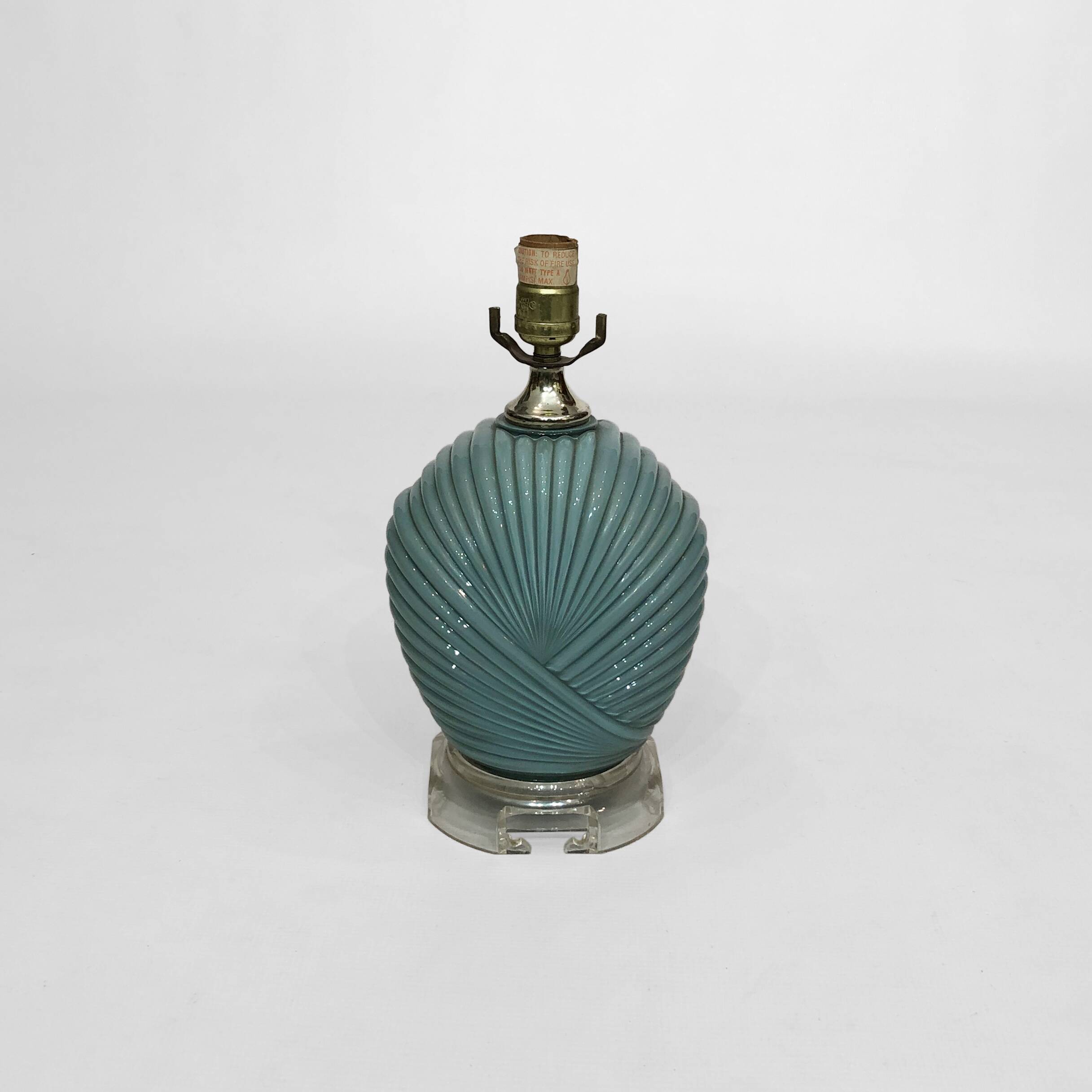 Dusty Blue Candy Table Lamp Turquoise 1970s Hollywood Regency Midcentury Vintage