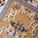 Vintage chinese art deco handmade carpet 120cm x 213cm 1960s, 1c429