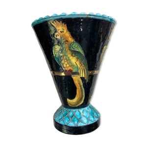 Vase monaco à décor de perruches
