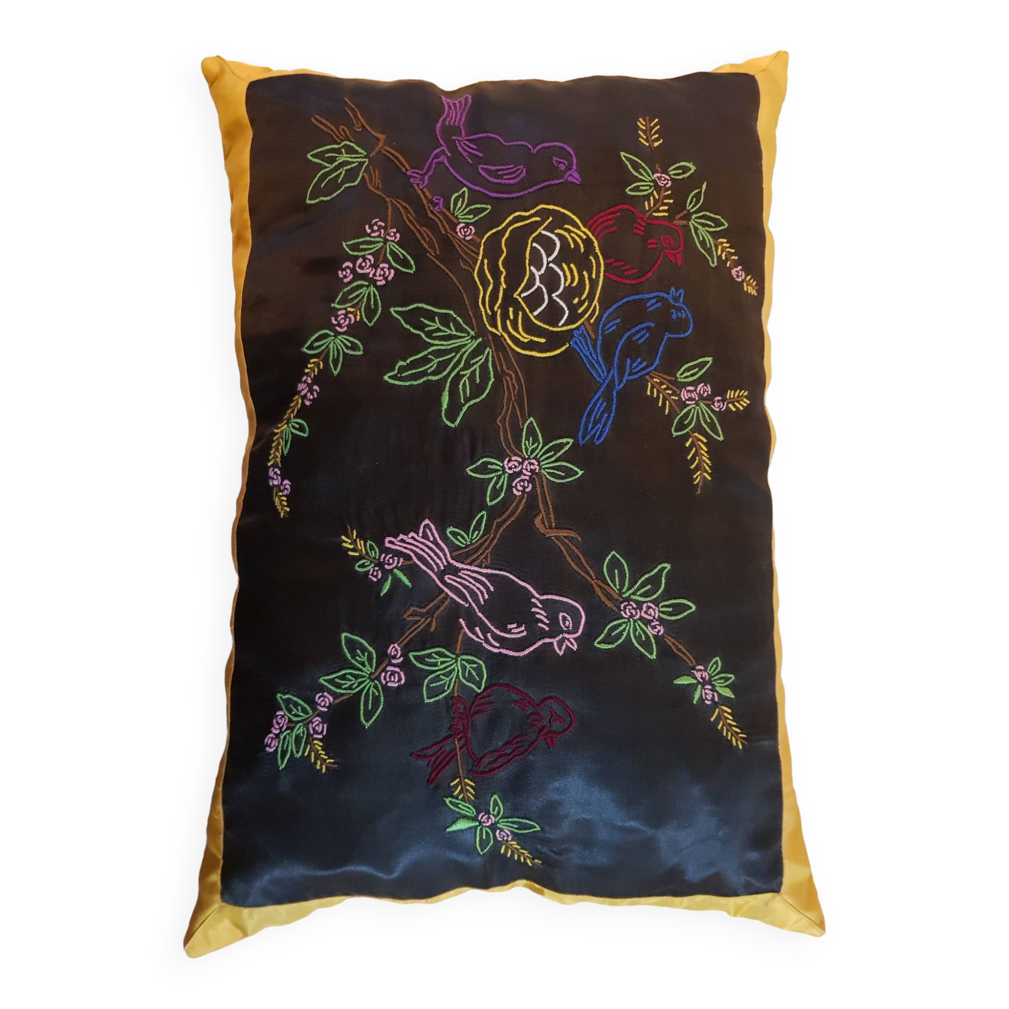 Vintage hand embroidered cushion