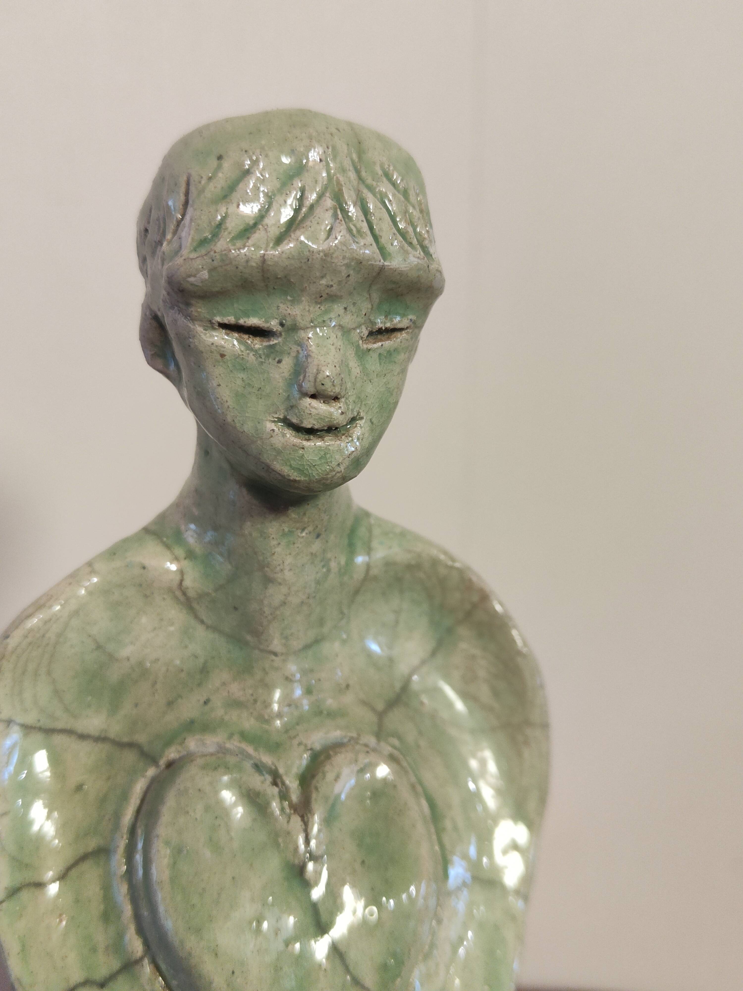 Glazed stoneware sculpture "The Guardians of Hearts"