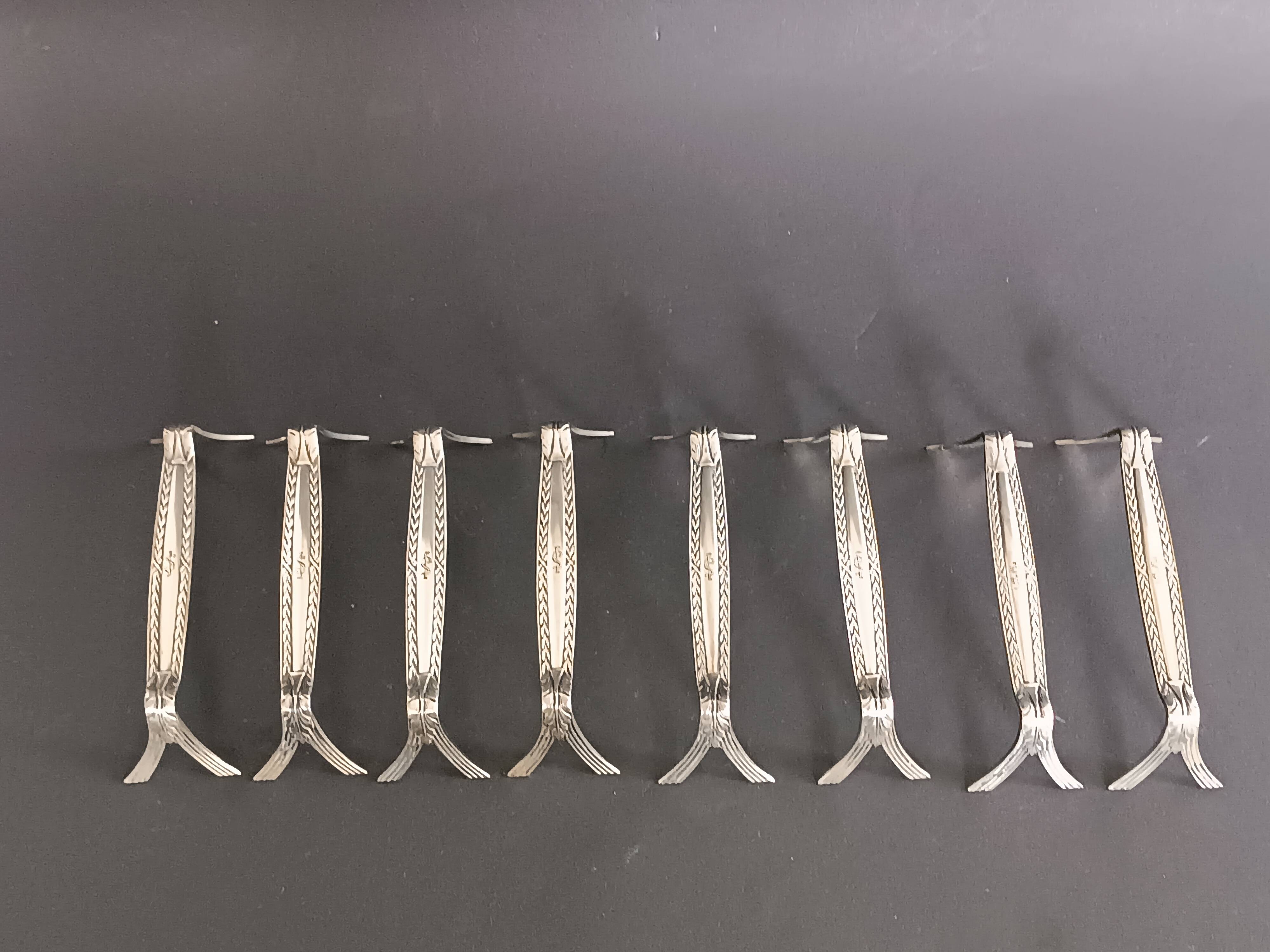 WMF, eight silver-plated knife rests, palmette decoration 1880