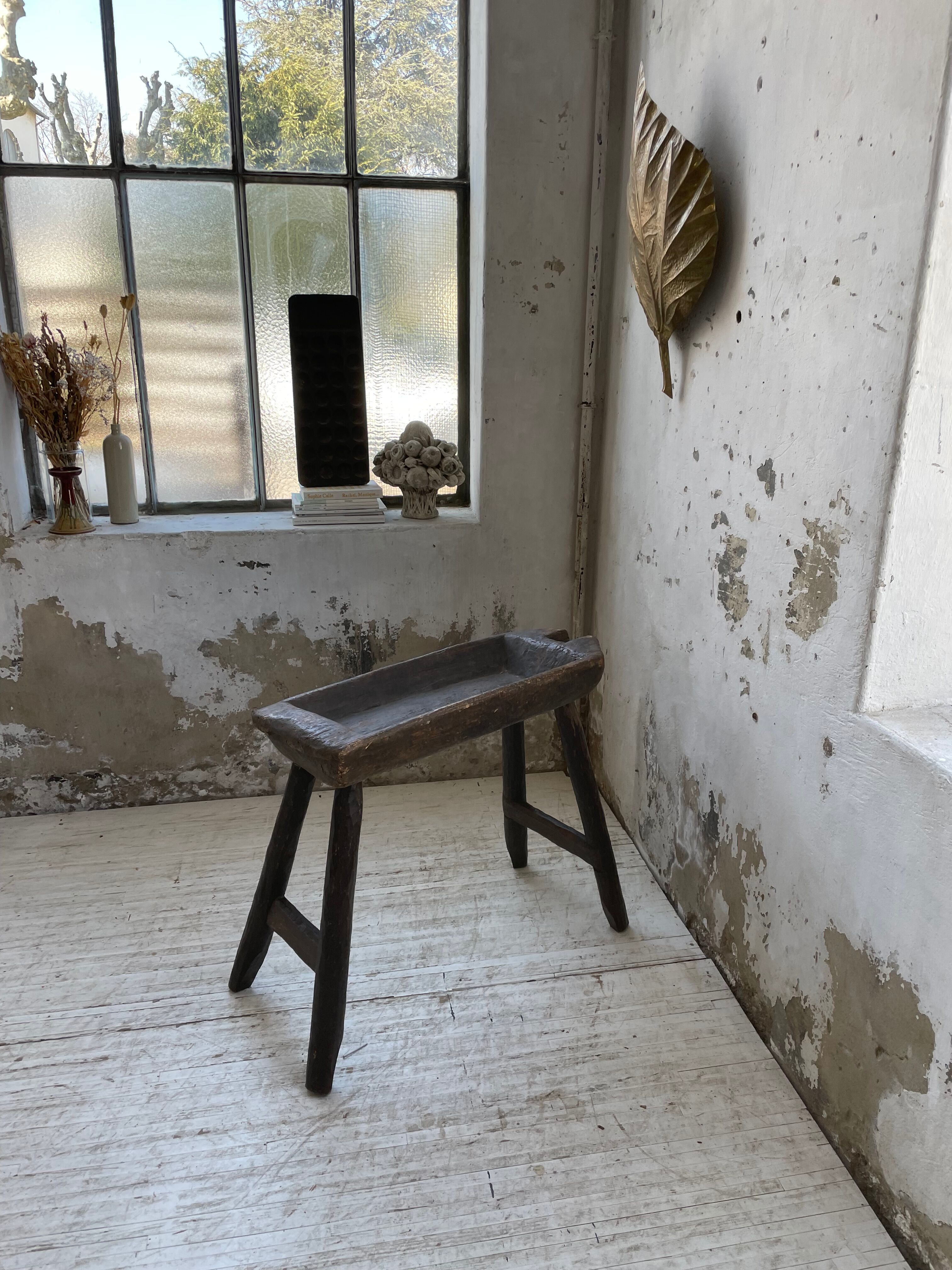 Brutalist solid wood console