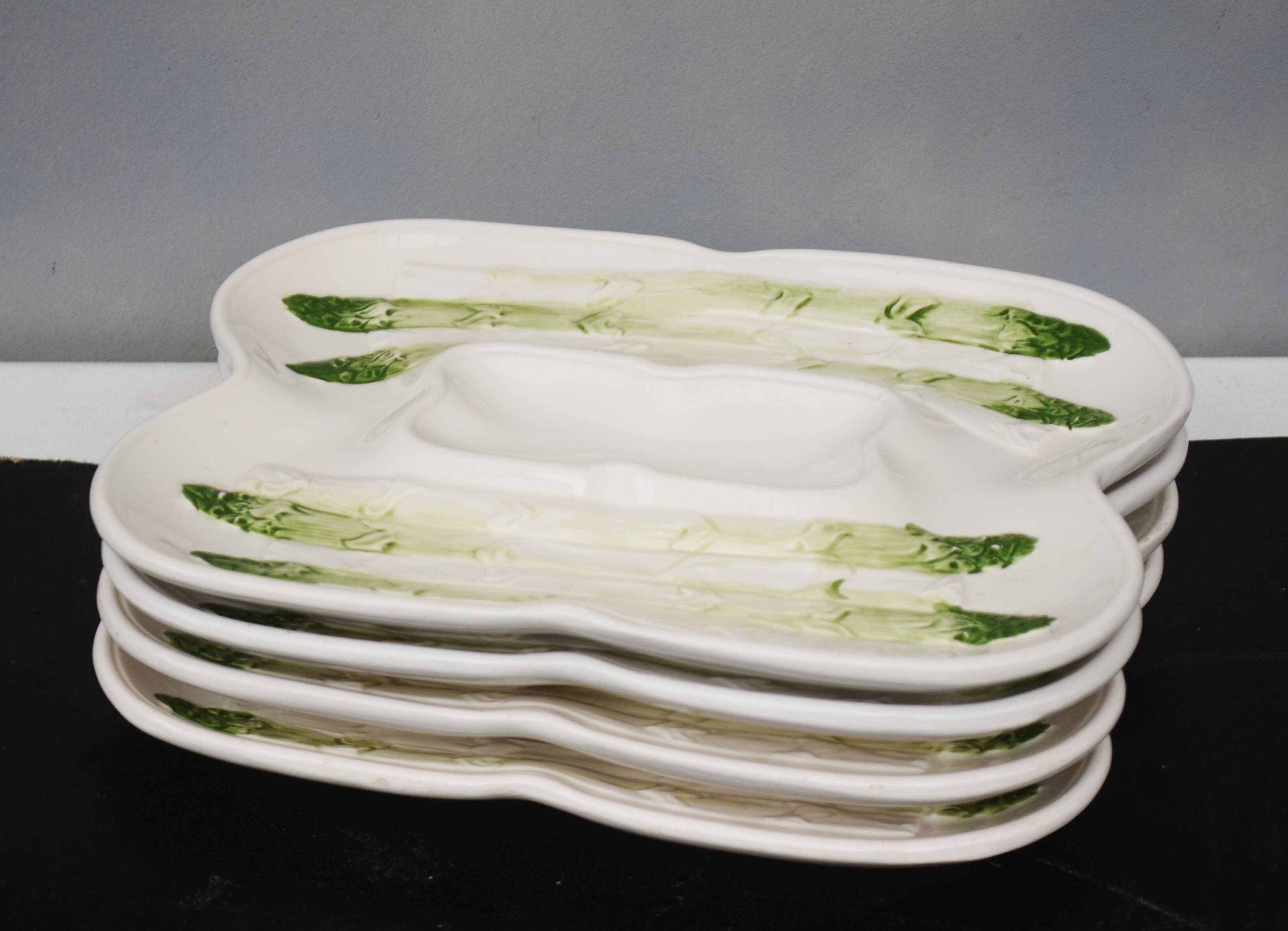 Lot of 4 Dish Minton Faience circa 1900 Asparagus Majolica