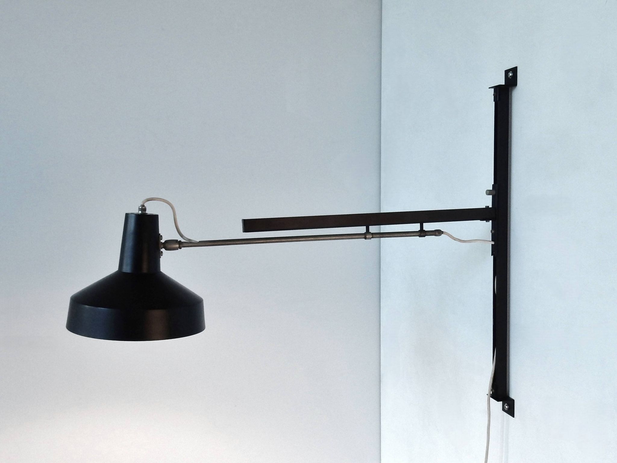 Black metal multi-adjustable wall lamp for Hiemstra Evolux, 1960's
