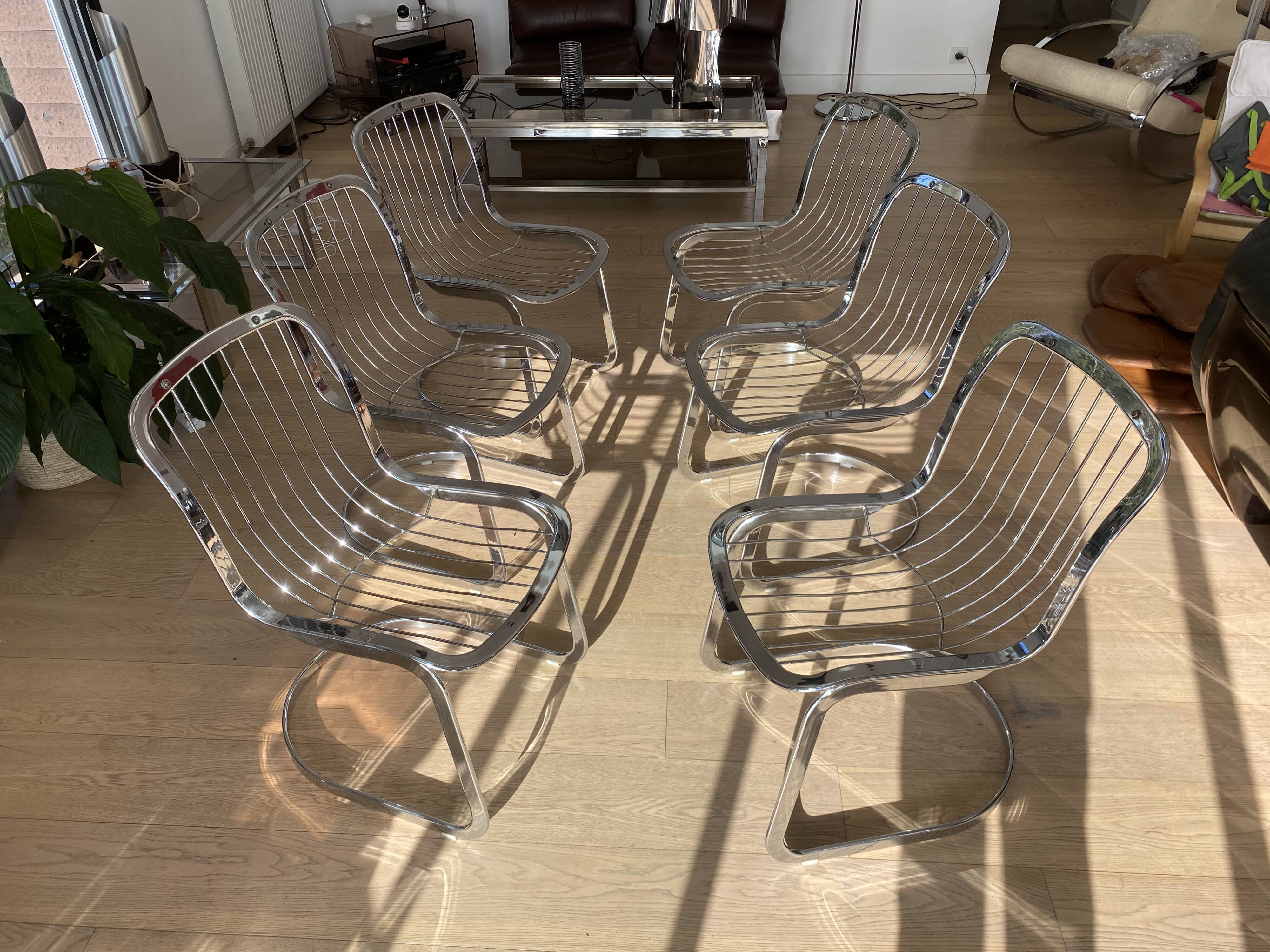 Suite de 6 chaises Cidue Italie 1970