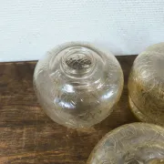 Set of 3 vintage amber textured glass globes/shades.