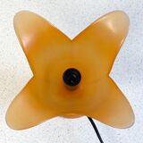 Lampe de table à fleurs en verre orange vintage