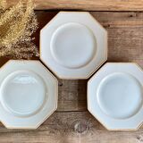 3 Sarreguemines octagonal beaded plates