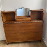 Wooden console table / vintage folding desk with mirror and small drawer