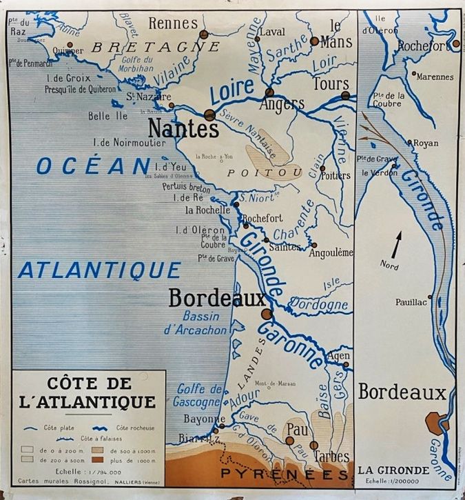 Rossignol school map France Atlantic coast