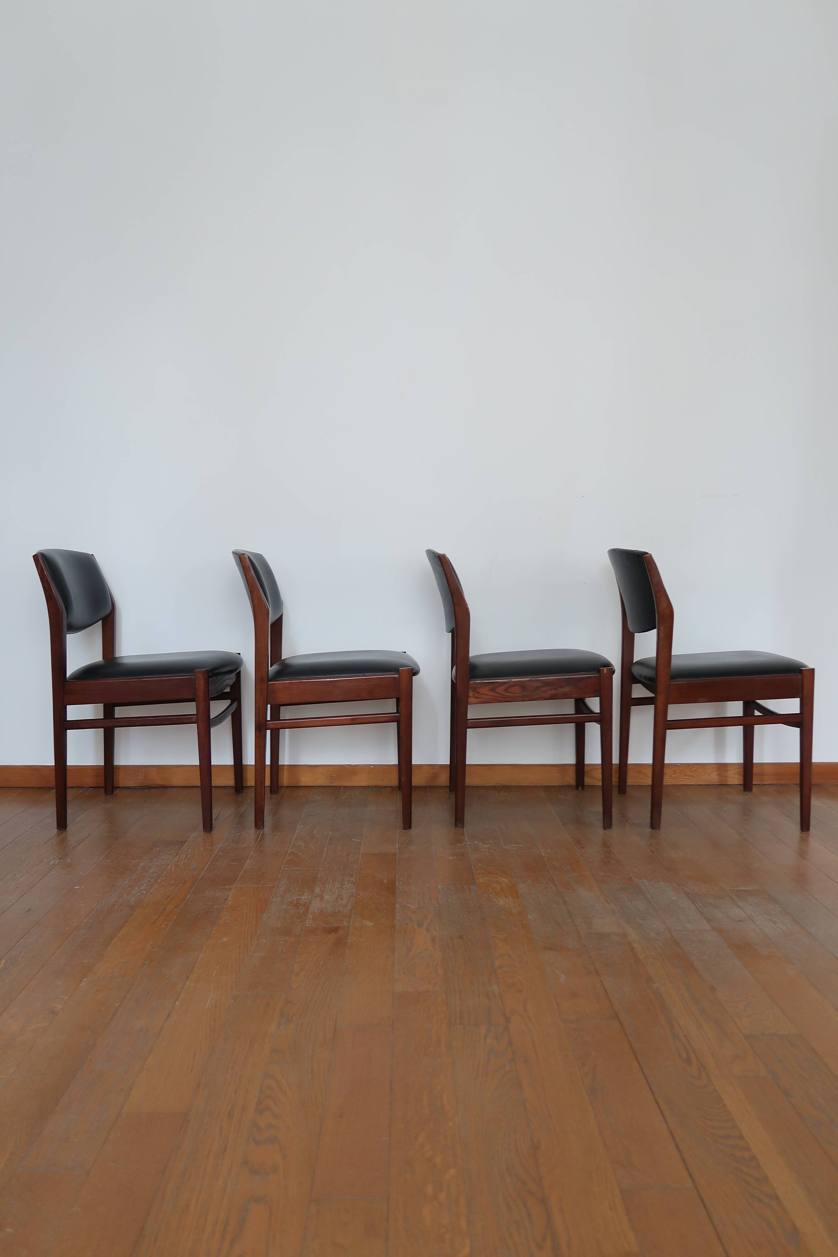 4 Scandinavian chairs skaï black