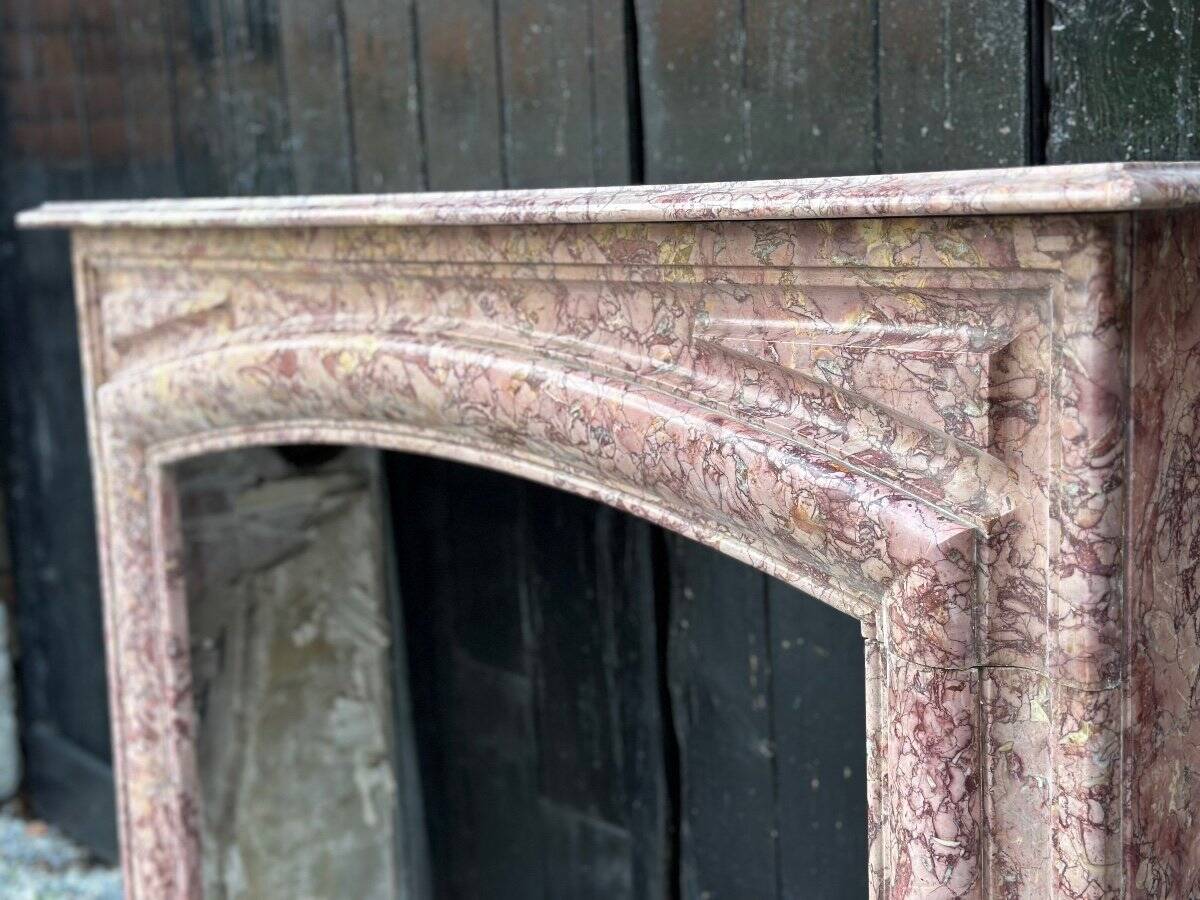 Louis XIV Style Fireplace In Purplish Brocatelle Marble Circa 1880