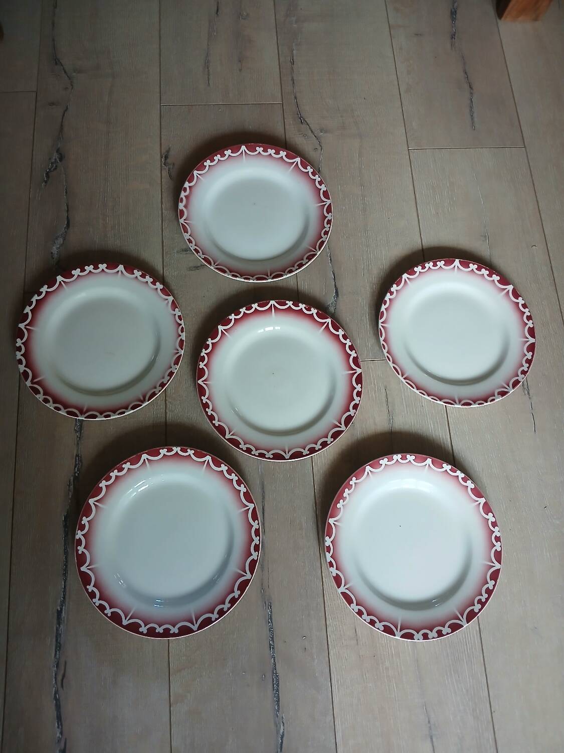 6 old Digoin and Sarreguemines dinner plates