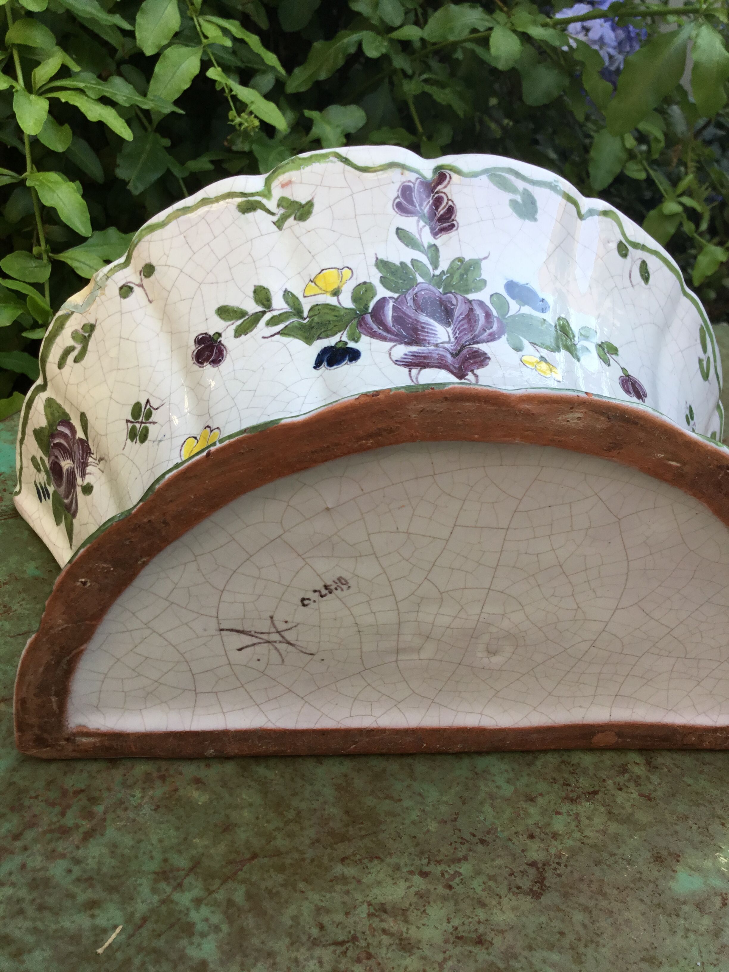 Pair of Nevers earthenware flower makers early nineteenth