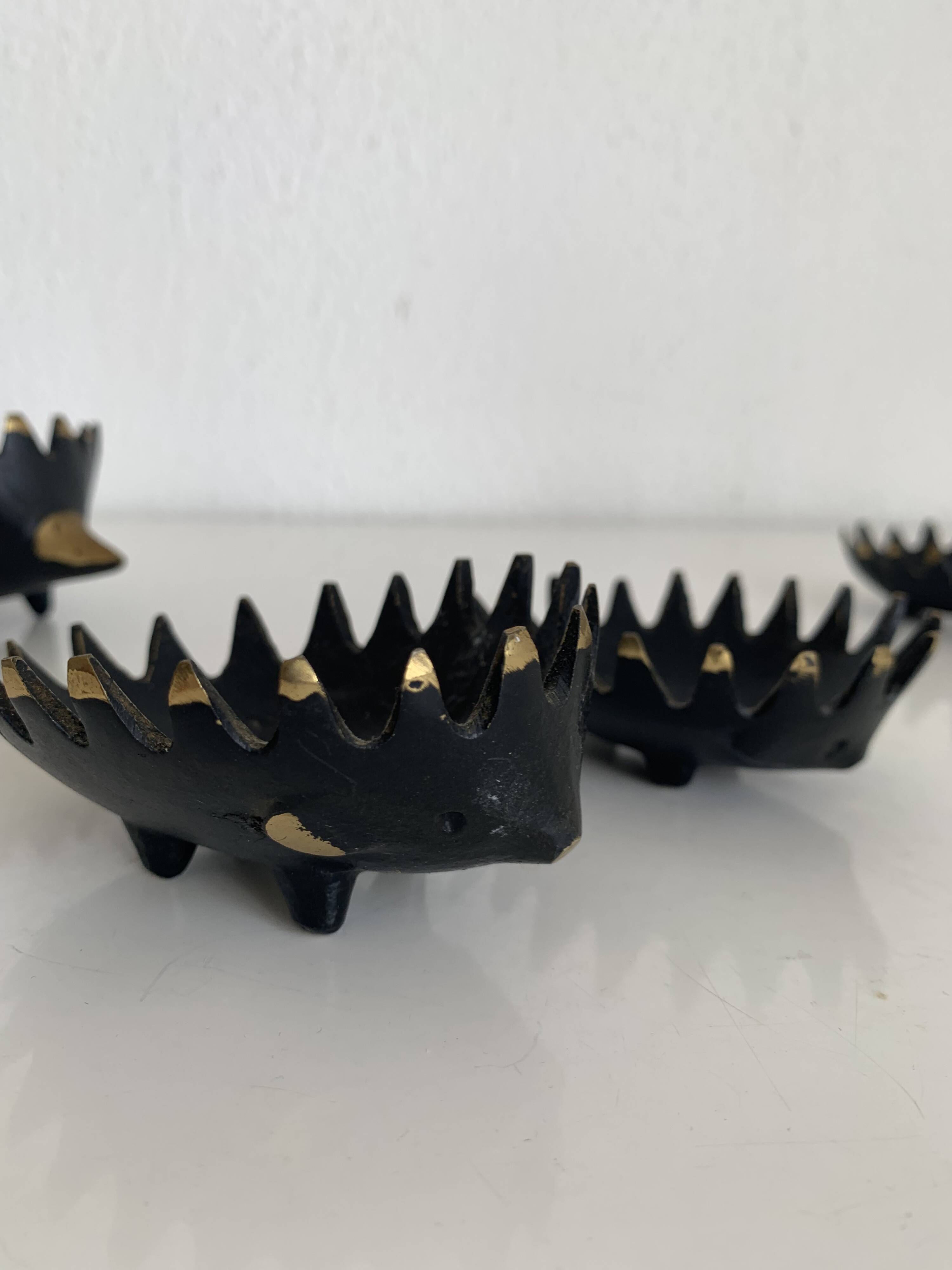 Vintage 1950 hedgehog ashtrays by Walter Bosse for Hertha Baller