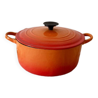 Cocotte faitout en fonte ronde orange Le creuset 2,5 L vintage