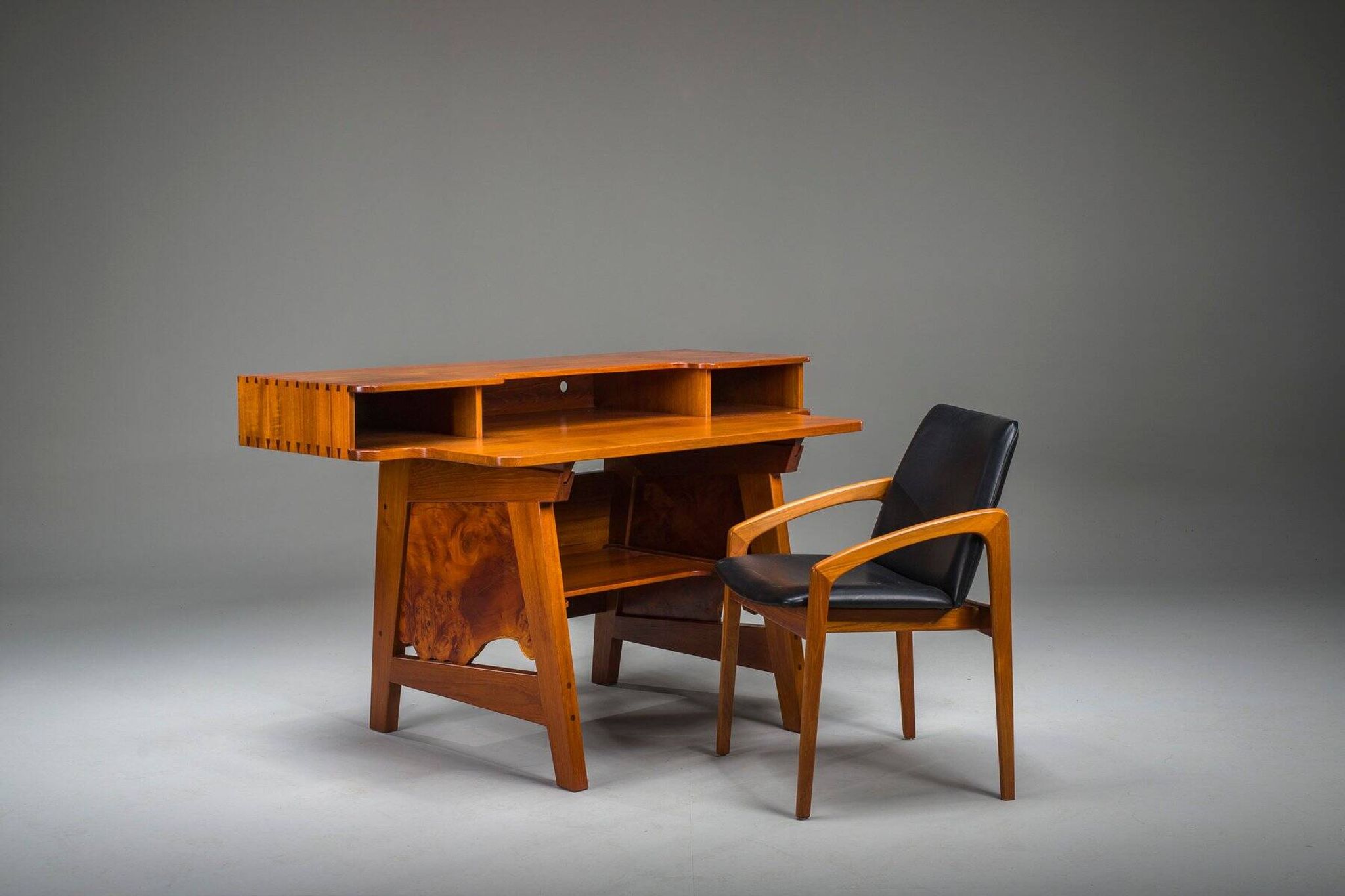 Mid-century modern teak desk, 1980s